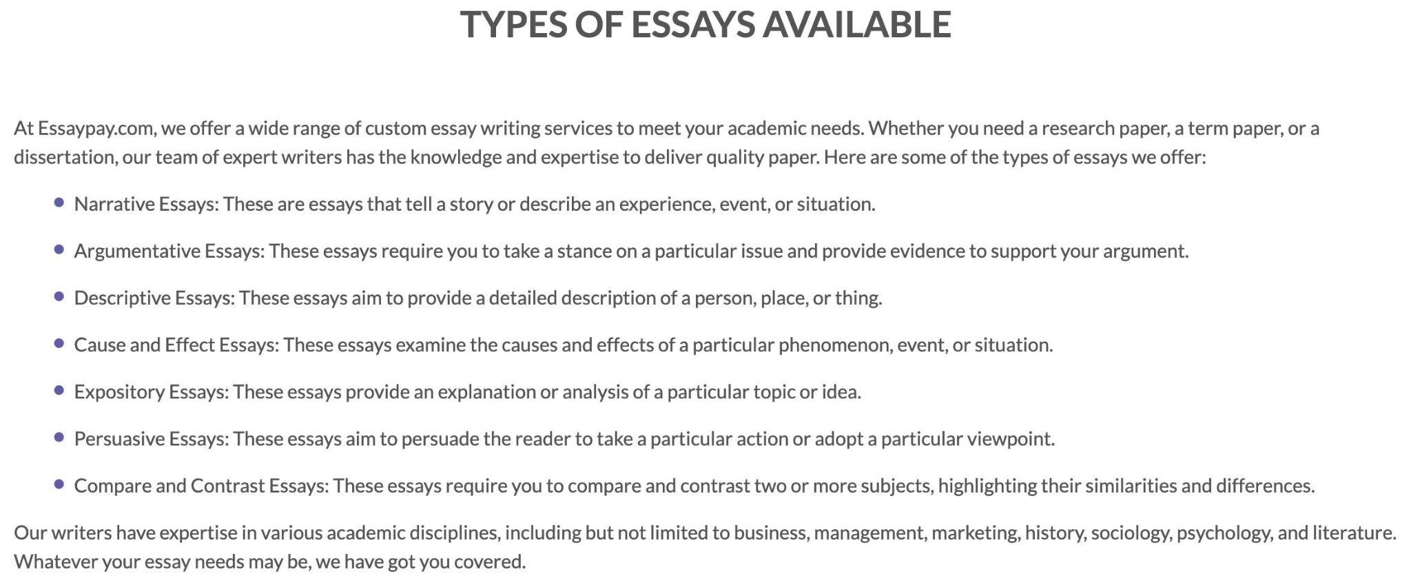 types of essays available